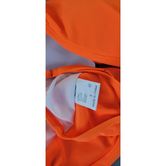 Neon Orange Bandeau High Waisted Bikini Sz S - Picture 4 of 5